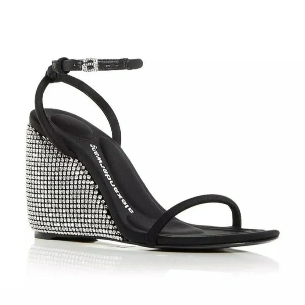 Alexander Wang Women's Dahlia Crystal Embellished Wedge Sandal Size 38 MSRP $850